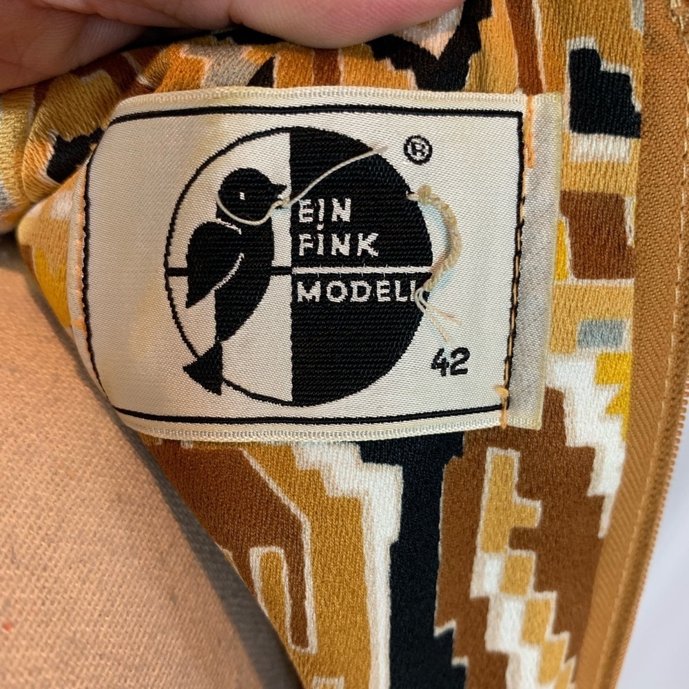 Ein Fink Modell Sleeveless Southwest Print Dress - Brown Yellow Black - size 42 - Picture 7 of 8